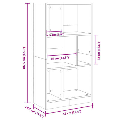 vidaXL bogreol 57x28,5x107,5 cm konstrueret træ sonoma-eg