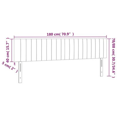 vidaXL sengegavl med LED-lys 180x5x78/88 cm velour sort