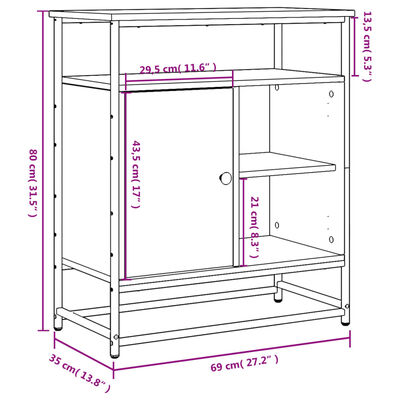 vidaXL skænk 69x35x80 cm konstrueret træ sort