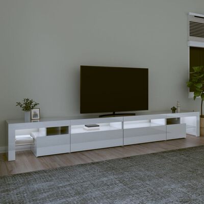 vidaXL tv-skab med LED-lys 290x36,5x40 cm hvid højglans