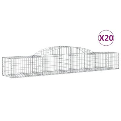 vidaXL buede gabionkurve 20 stk. 300x50x40/60 cm galvaniseret jern