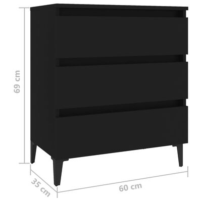 vidaXL skænk 60x35x69 cm konstrueret træ sort