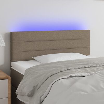 vidaXL sengegavl med LED-lys 90x5x78/88 cm stof gråbrun