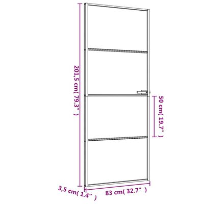 vidaXL dør 83x201,5 cm hærdet glas og aluminium sort