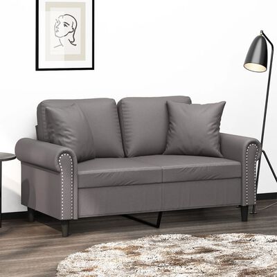 vidaXL 2-personers sofa med pyntepuder 120 cm kunstlæder grå