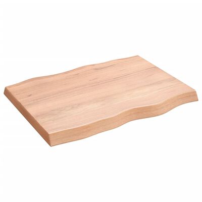 vidaXL bordplade 80x60x(2-6) cm naturlig kant behandlet træ lysebrun