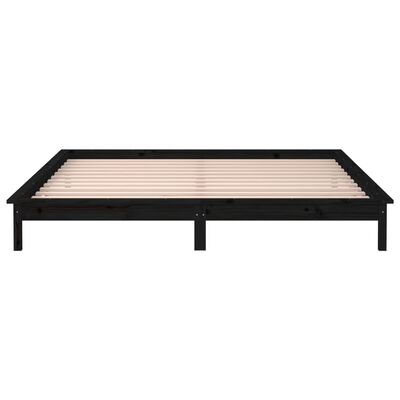 vidaXL sengeramme med LED-lys 120x190 cm Small Double massivt træ sort