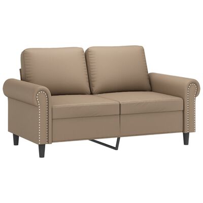 vidaXL 2-personers sofa med pyntepuder 120 cm kunstlæder cappuccino