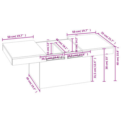 vidaXL sofabord 100x55x40 cm konstrueret træ sonoma-eg