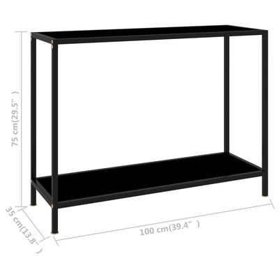 vidaXL konsolbord 100x35x75 cm hærdet glas sort