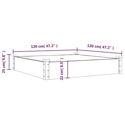 vidaXL højbed med foring 120x120x25 cm massivt fyrretræ brun