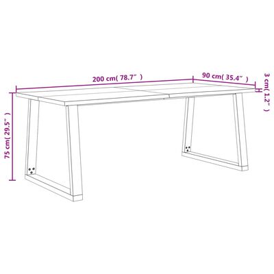 vidaXL spisebord med naturlig kant 200x90x75 cm massivt akacietræ