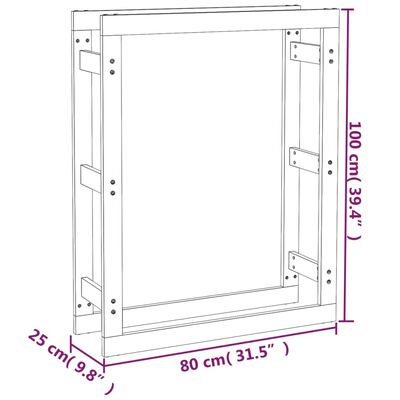 vidaXL brændestativ 80x25x100 cm massivt fyrretræ