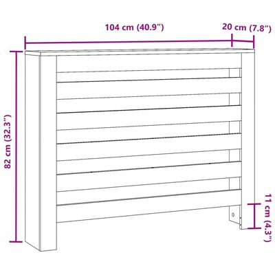 vidaXL radiatorskjuler 104x20x82 cm konstrueret træ betongrå