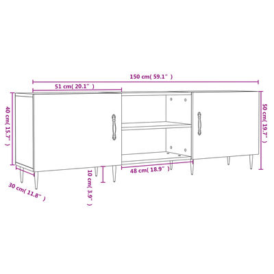 vidaXL tv-bord 150x30x50 cm konstrueret træ sonoma-eg