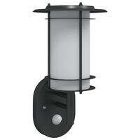 vidaXL udendørs væglampe med sensor rustfrit stål sort