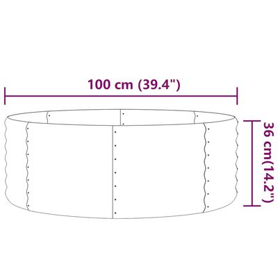 vidaXL plantekasse 100x100x36 cm pulverlakeret stål sølvfarvet