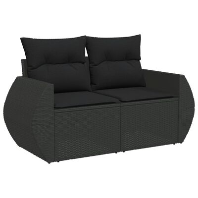 vidaXL sofasæt til haven 11 dele med hynder polyrattan sort