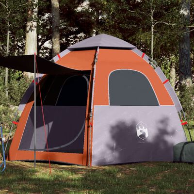 vidaXL 4-personers campingtelt quick-release grå og orange