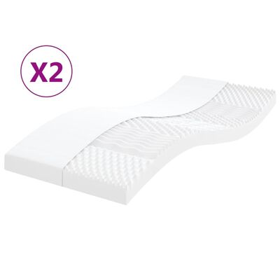 vidaXL skummadrasser 2 stk. 90x190 cm 7 zoner hårdhed 20 ILD hvid