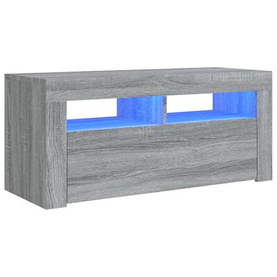 vidaXL tv-bord med LED-lys 90x35x40 cm grå sonoma-eg