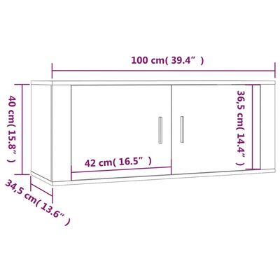 vidaXL væghængte tv-skabe 3 stk. 100x34,5x40 cm røget egetræsfarve