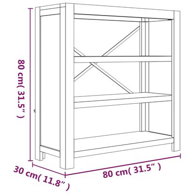 vidaXL bogreol med 3 hylder 80x30x80 cm massivt akacietræ