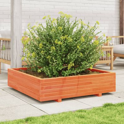 vidaXL plantekasse 100x100x26,5 cm massivt fyrretræ gyldenbrun