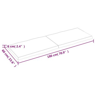 vidaXL bordplade 180x60x(2-6)cm naturlig kant ubehandlet massivt træ