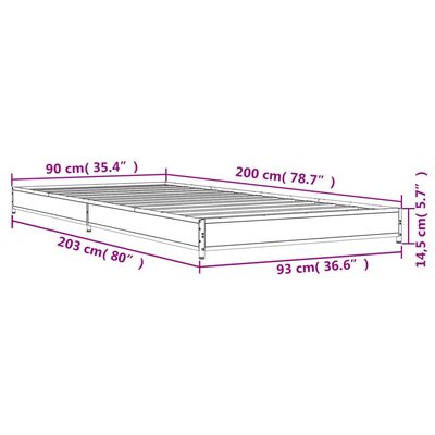 vidaXL sengeramme 90x200 cm konstrueret træ og metal sonoma-eg