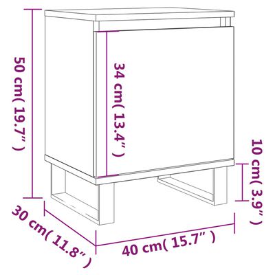 vidaXL sengeborde 2 stk. 40x30x50 cm konstrueret træ sort