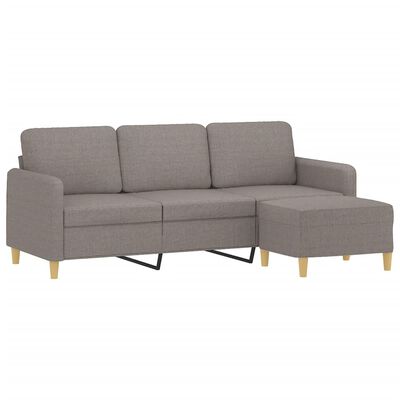 vidaXL 3-personers sofa med fodskammel 180 cm stof Gråbrun