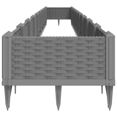 vidaXL plantekasse med spyd 362,5x42,5x28,5 cm PP lysegrå