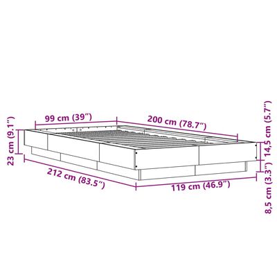 vidaXL sengeramme 100x200 cm konstrueret træ sort