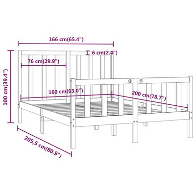 vidaXL sengeramme 160x200 cm massivt træ