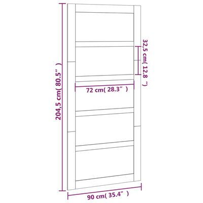 vidaXL skydedør 90x1,8x204,5 cm massivt fyrretræ