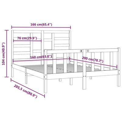 vidaXL sengeramme 160x200 cm massivt fyrretræ