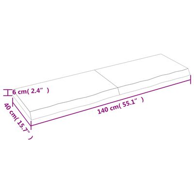 vidaXL væghylde 140x40x(2-6) cm behandlet massivt egetræ lysebrun