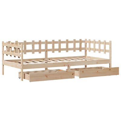 vidaXL daybed med skuffer 80x200 cm massivt fyrretræ