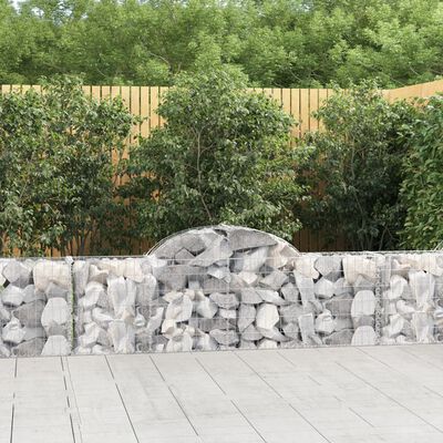 vidaXL buede gabionkurve 6 stk. 200x30x60/80 cm galvaniseret jern