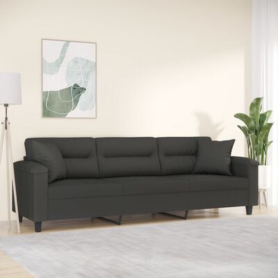 vidaXL 3-personers sofa m. puder hynder 210 cm mikrofiberstof mørkegrå