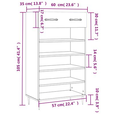 vidaXL skoreol 60x35x105 cm konstrueret træ sort