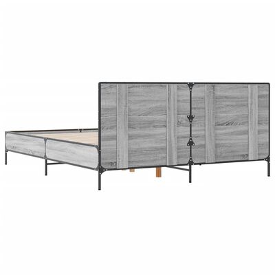 vidaXL sengestel 140x200 cm konstrueret træ og metal grå sonoma-eg