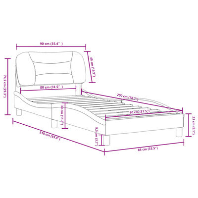 vidaXL sengeramme med sengegavl 80x200cm stof mørkegrå