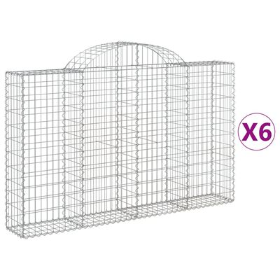 vidaXL buede gabionkurve 6 stk. 200x30x120/140 cm galvaniseret jern