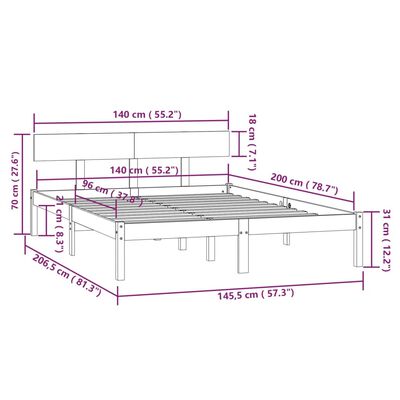 vidaXL sengeramme uden madras 140x200 cm massivt træ