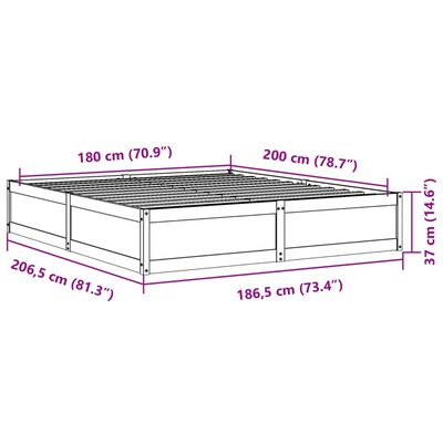 vidaXL sengeramme uden madras 180x200 cm massivt fyrretræ gyldenbrun