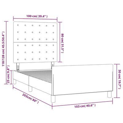 vidaXL sengeramme med sengegavl 100x200 cm kunstlæder sort