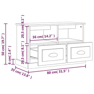 vidaXL tv-bord 80x35x50 cm konstrueret træ betongrå