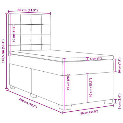 vidaXL kontinentalseng med madras 80x200 cm stof gråbrun